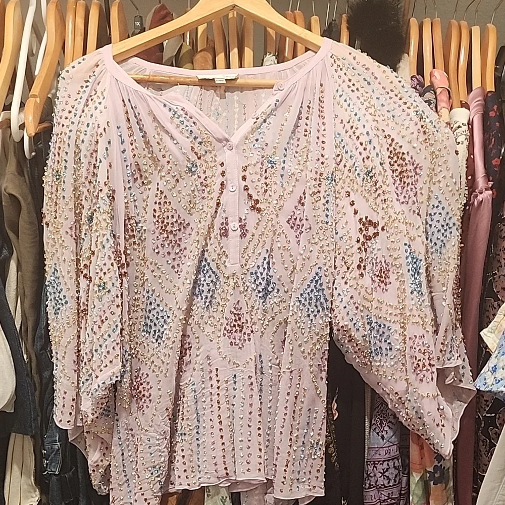 Antik Batik Pink Embellished Blouse - Picture 1 of 10